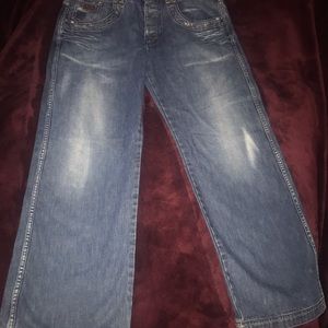 Armani exchange vintage patch distressed jeans.